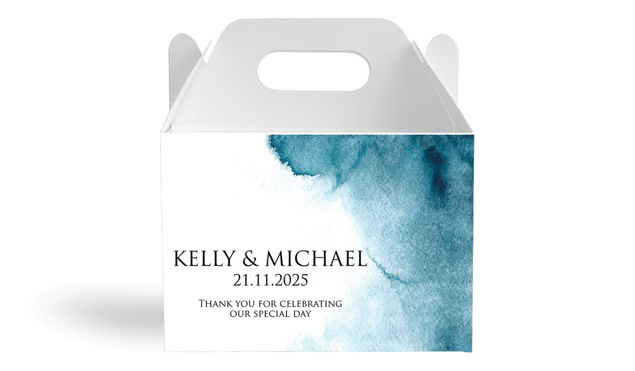 Blue Shade Wedding Personalised Gable Favour Box