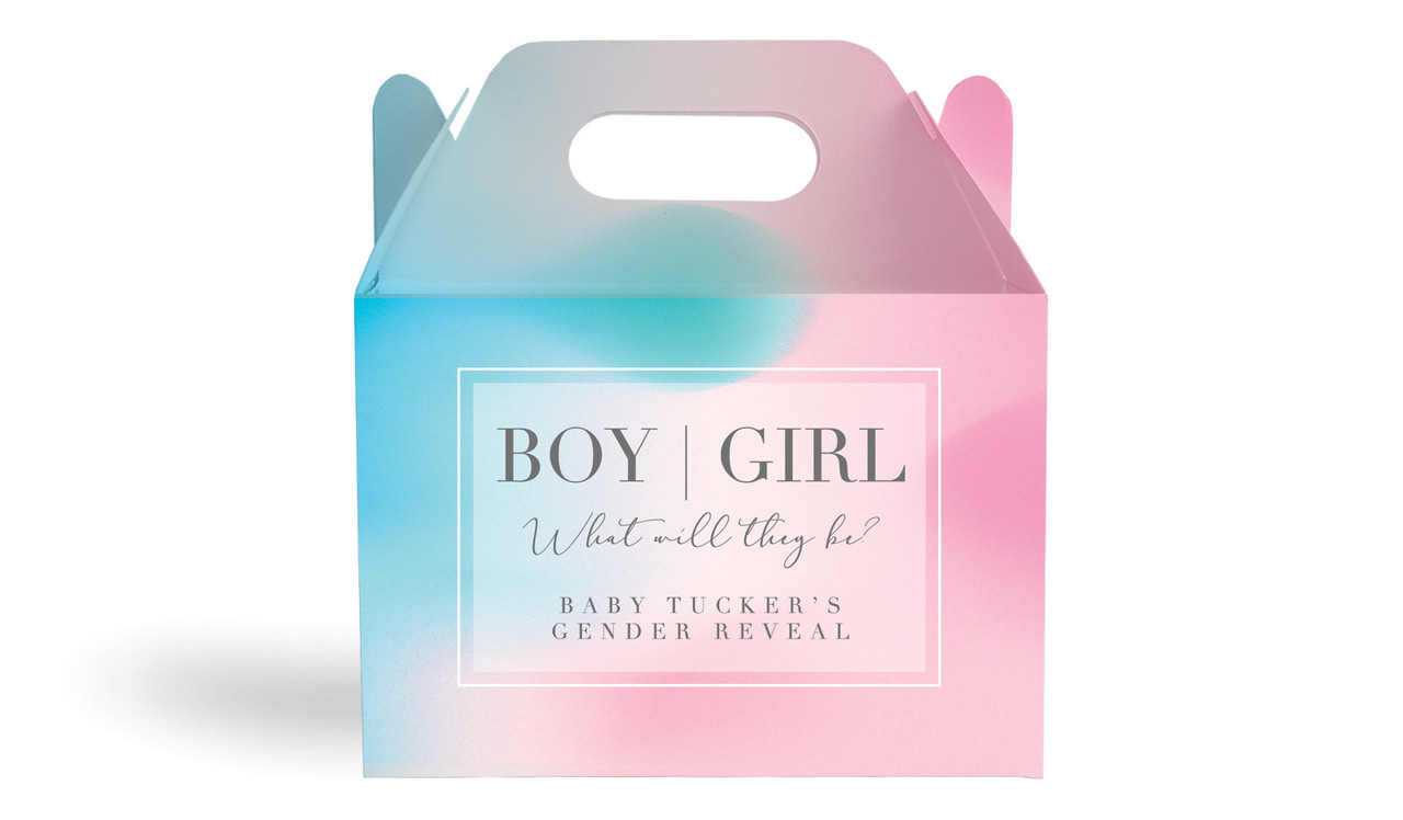 Blended Gender Reveal Personalised Gable Favour Box