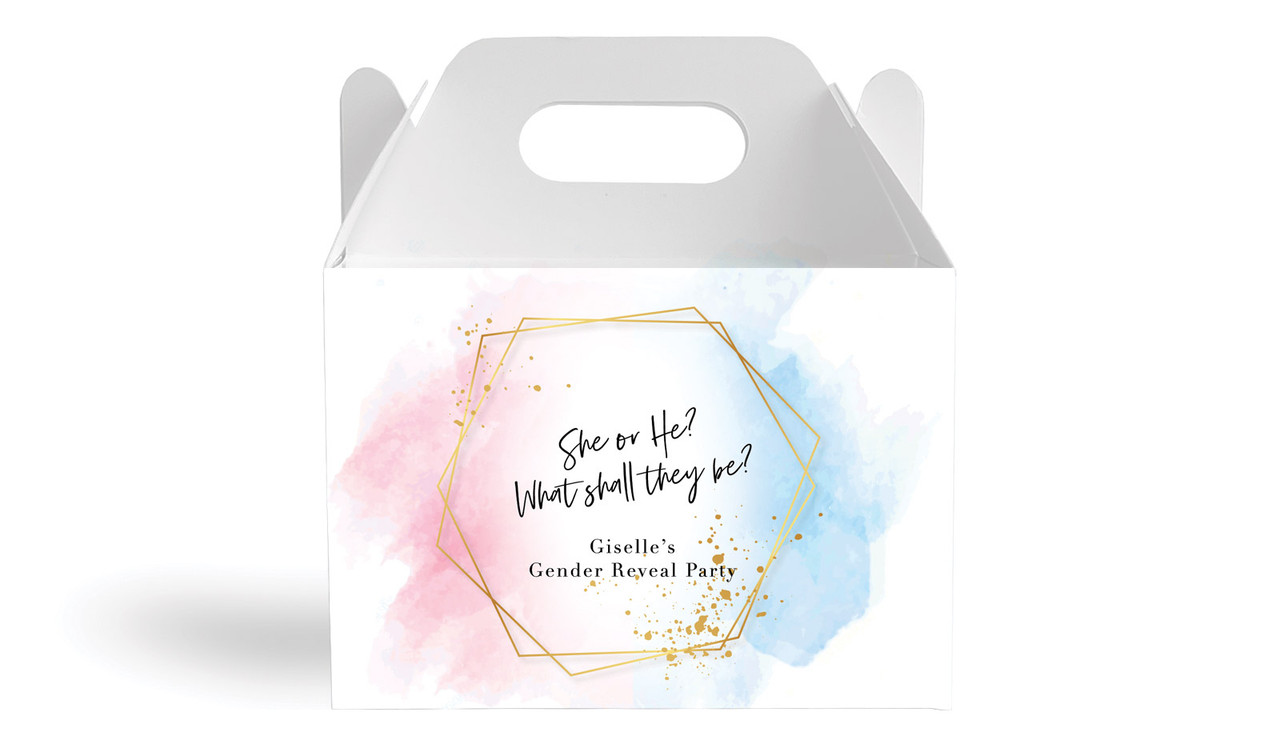 Hexagon Gender Reveal Personalised Gable Favour Box