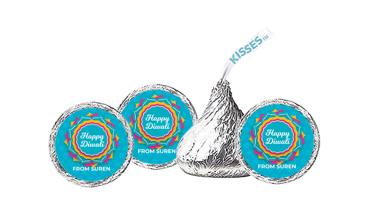 Bright Blue Diwali Personalised Hersheys Kisses