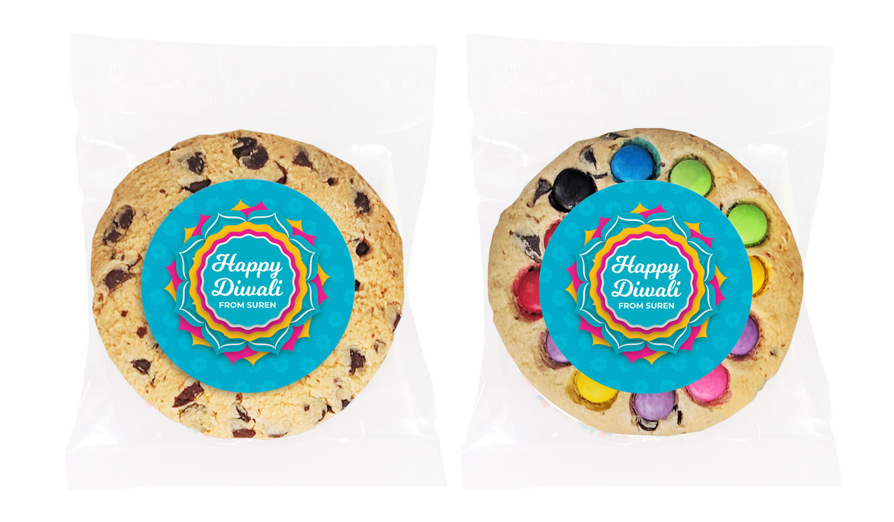 Bright Blue Diwali Personalised Cookie