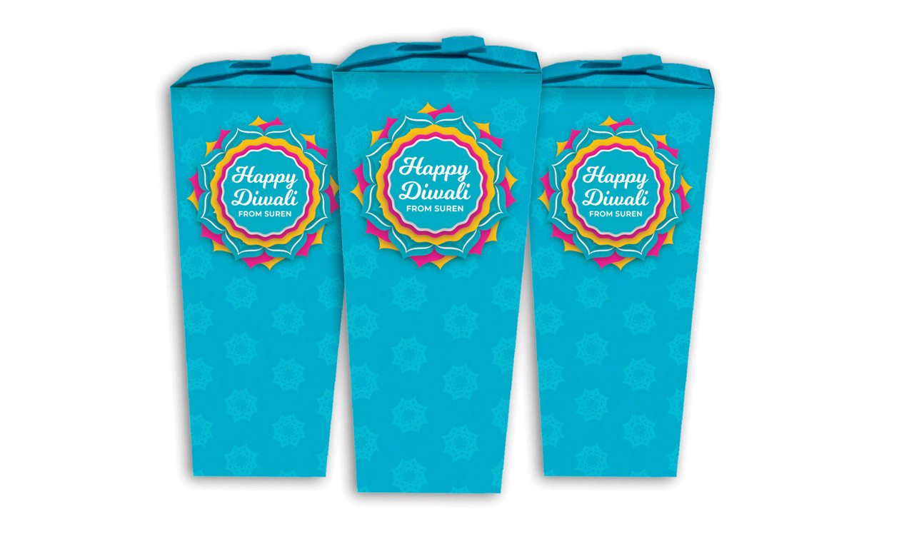 Bright Blue Diwali Personalised Chocabox Favour Boxes