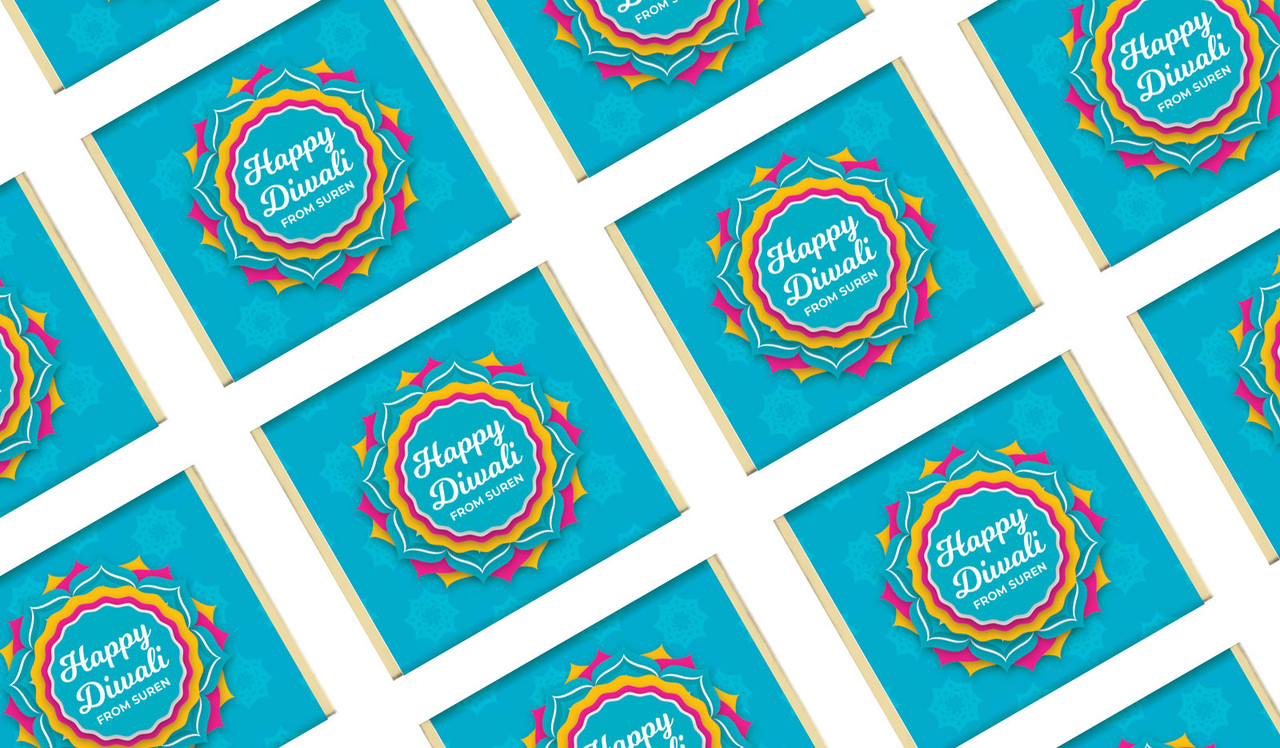 Bright Blue Diwali Personalised Mini Chocolates