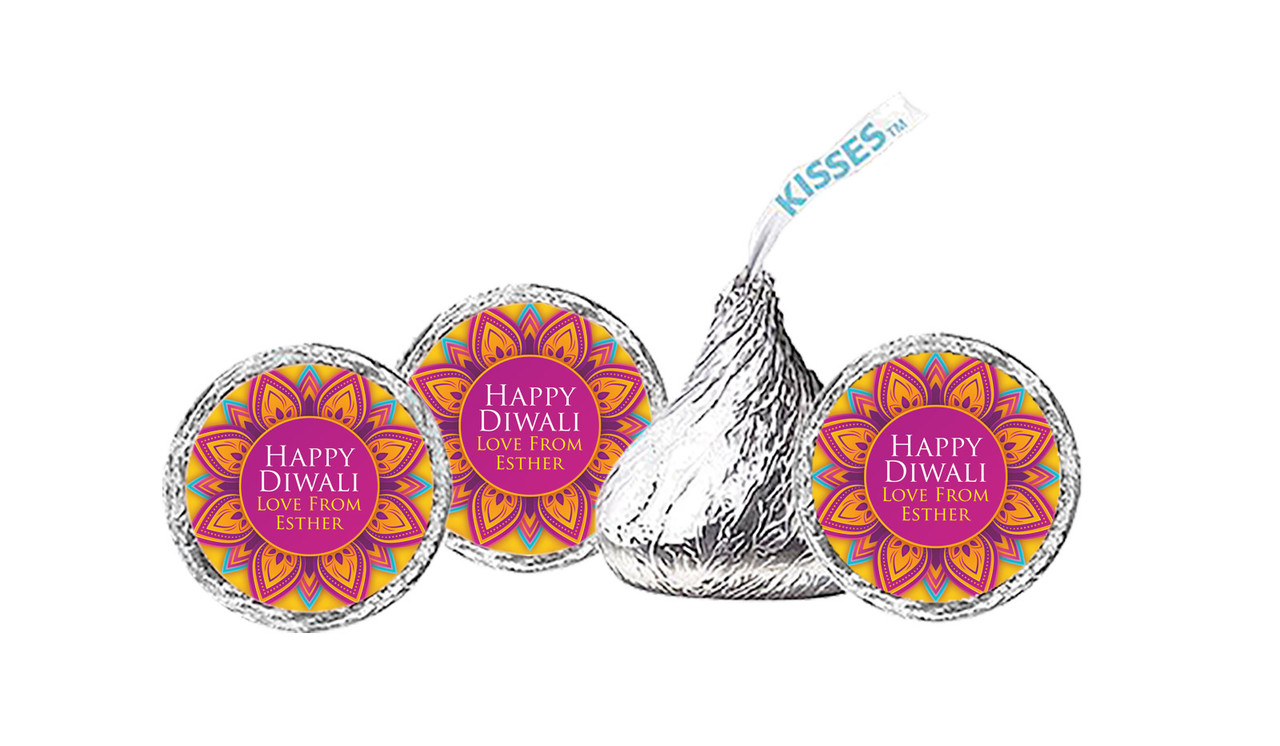 Yellow And Purple Diwali Personalised Hersheys Kisses