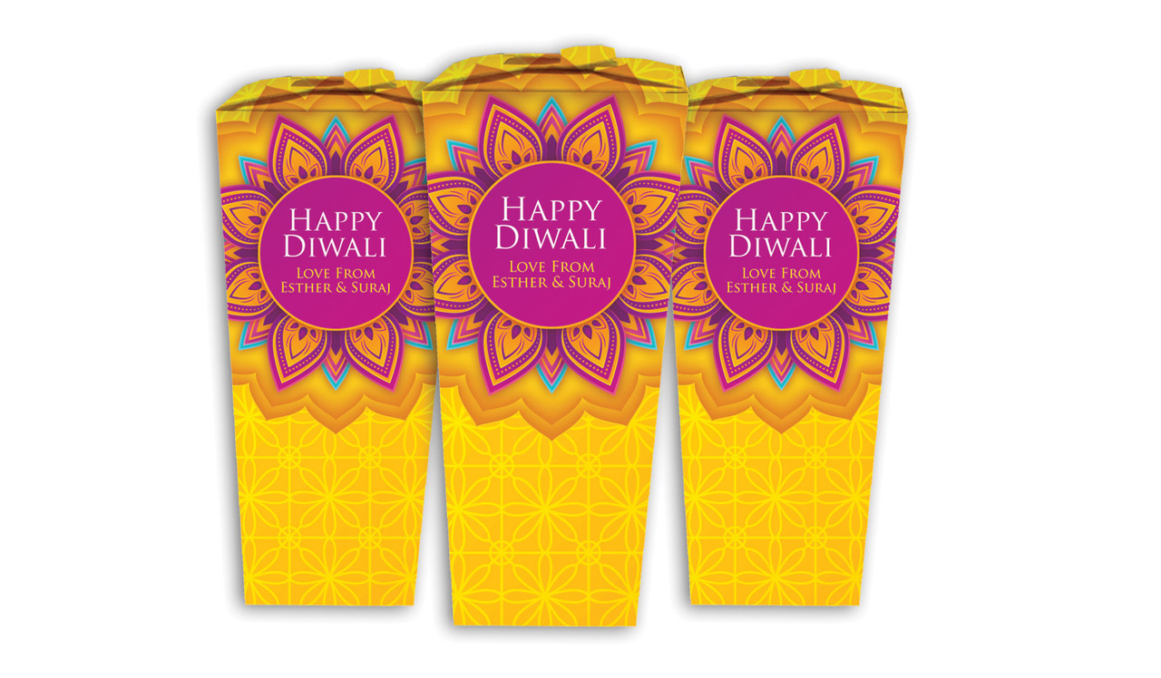 Yellow And Purple Diwali Personalised Chocabox Favour Boxes