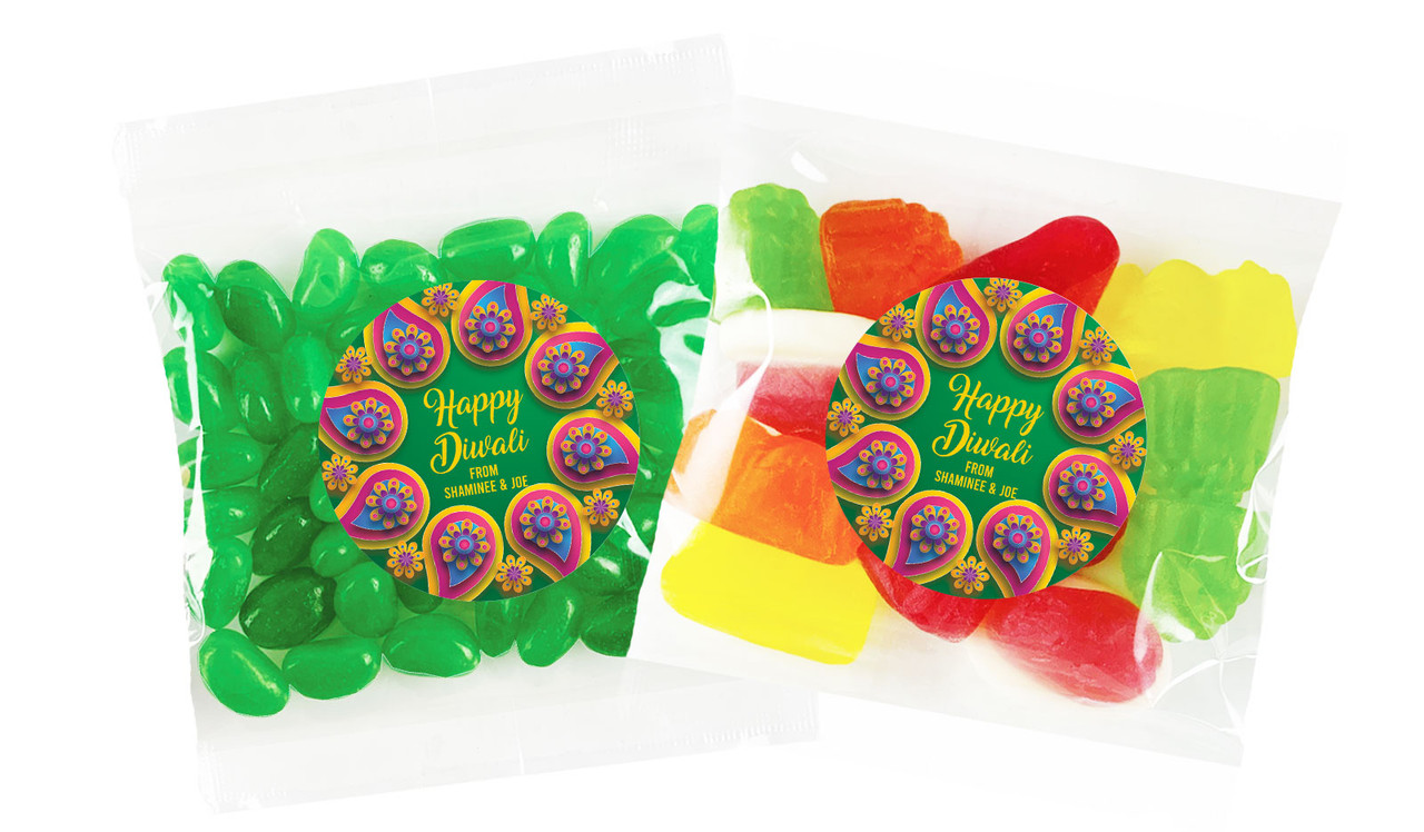 Green Leaves Diwali Personalised Lolly Bag