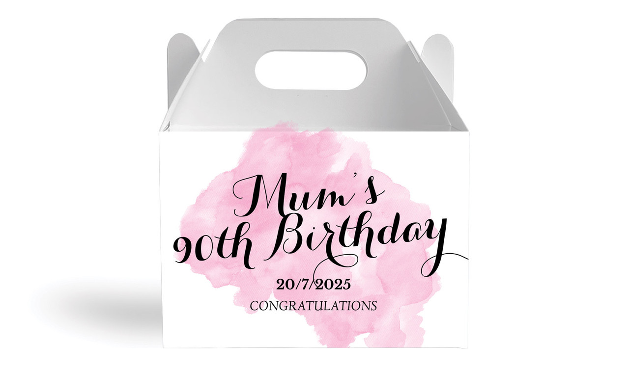A Splash Of Water Colour Pink Personalised Gable Favour Box