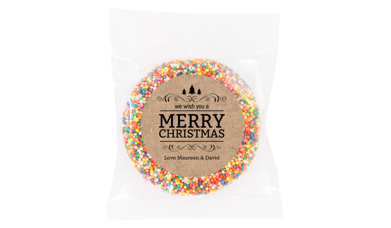 Merry Christmas On Kraft Chocolate Freckle