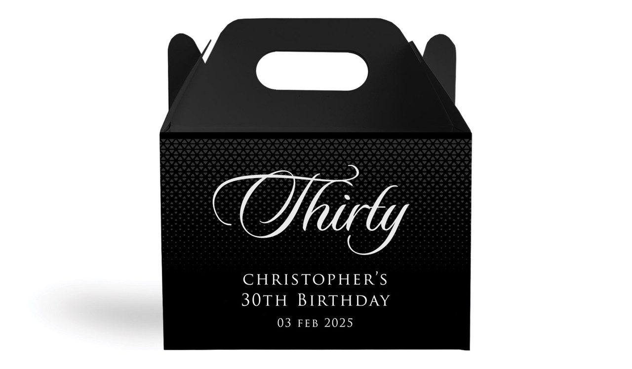 Elegant Black Personalised Gable Favour Box