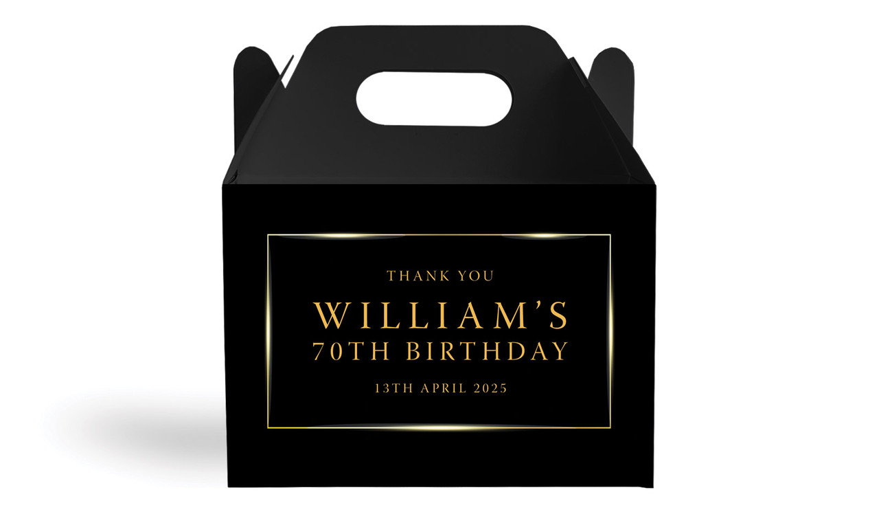 Gold On Black Personalised Gable Favour Box