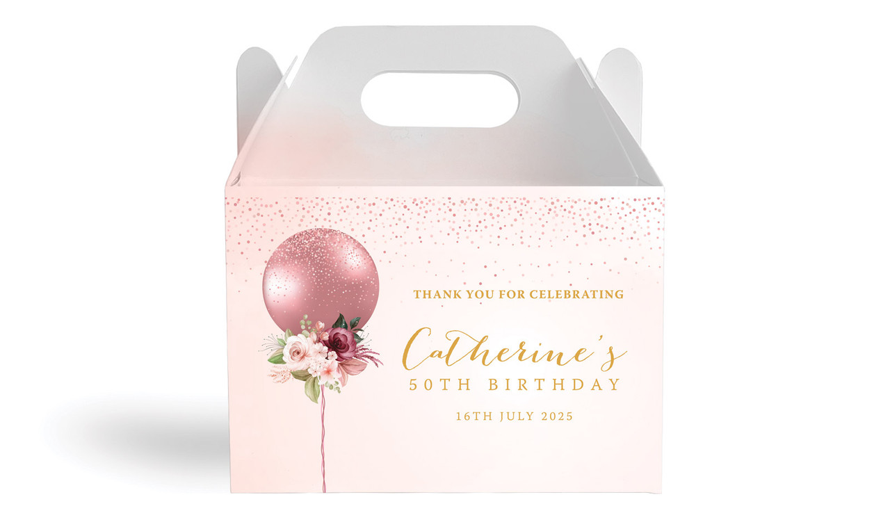 Glitter Balloon Personalised Gable Favour Box
