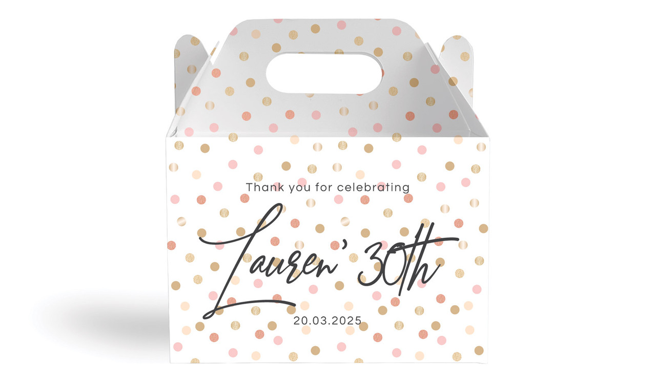 Metallic Confetti Personalised Gable Favour Box