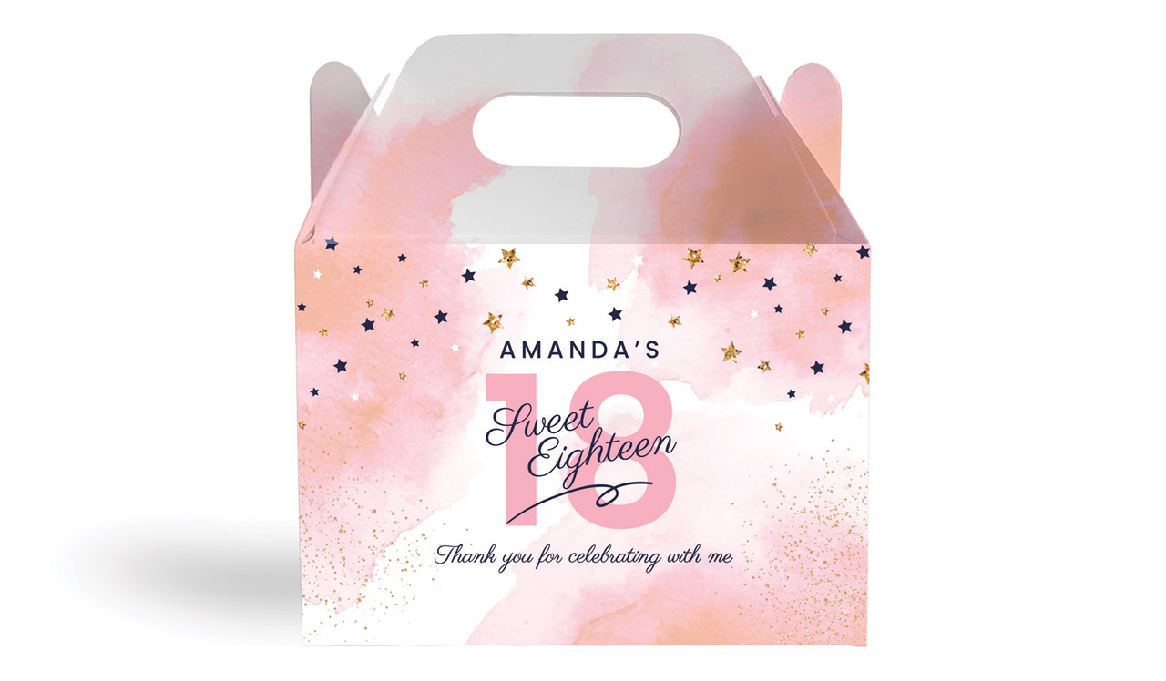 Star Watercolour Personalised Gable Favour Box