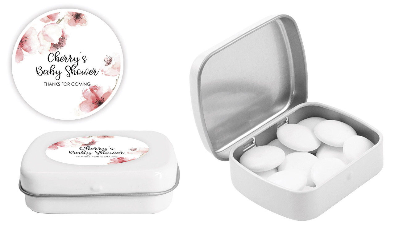 Cherry Blossoms Baby Shower Personalised Mint Tins