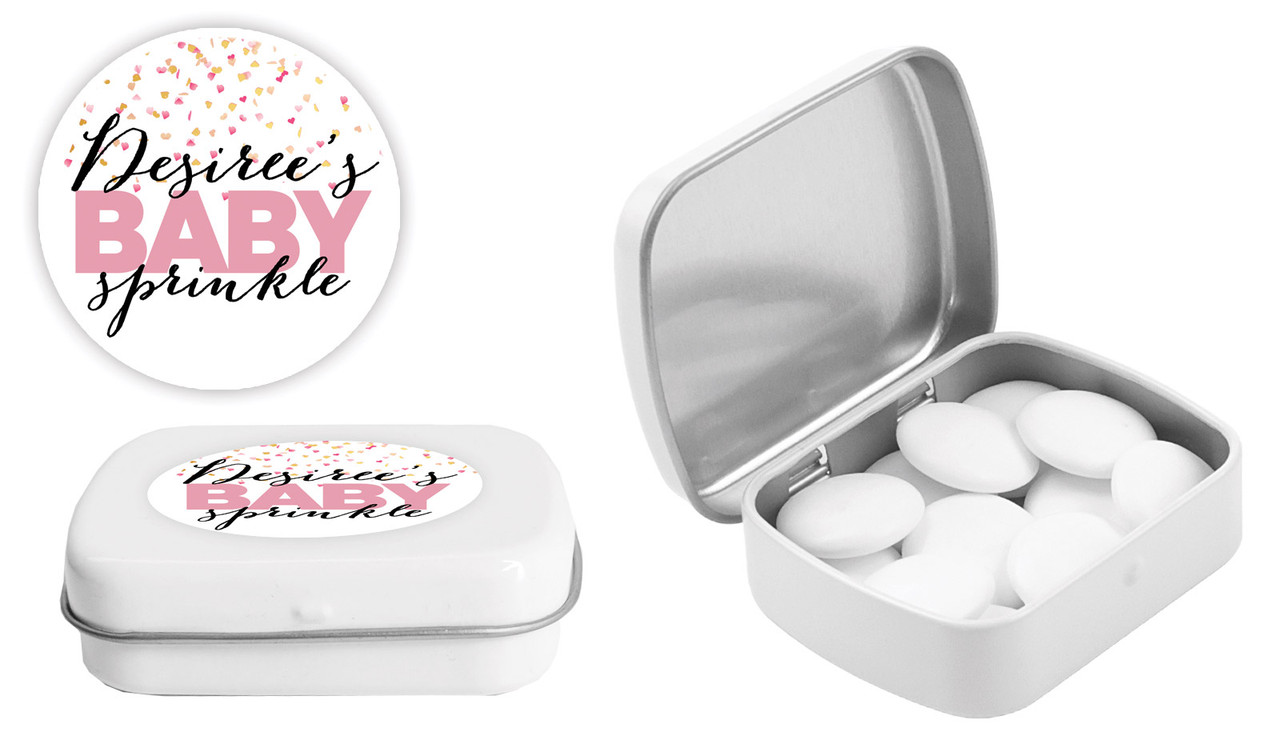 Sprinkle Confetti Baby Shower Personalised Mint Tins