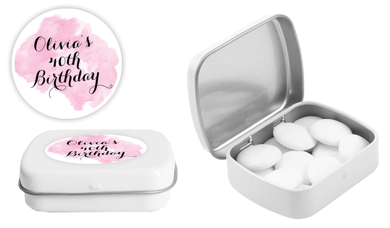 A Splash Of Water Colour Pink Personalised Mint Tins