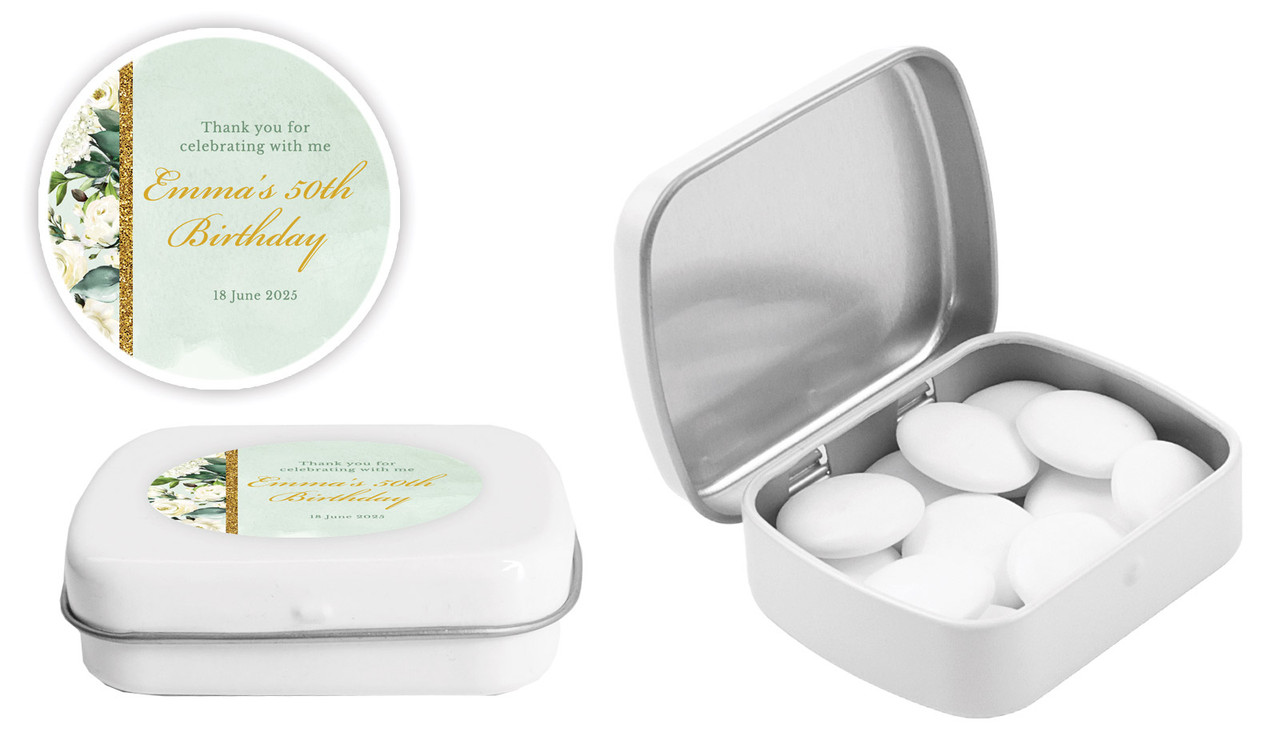 Elegant Greenery Personalised Mint Tins