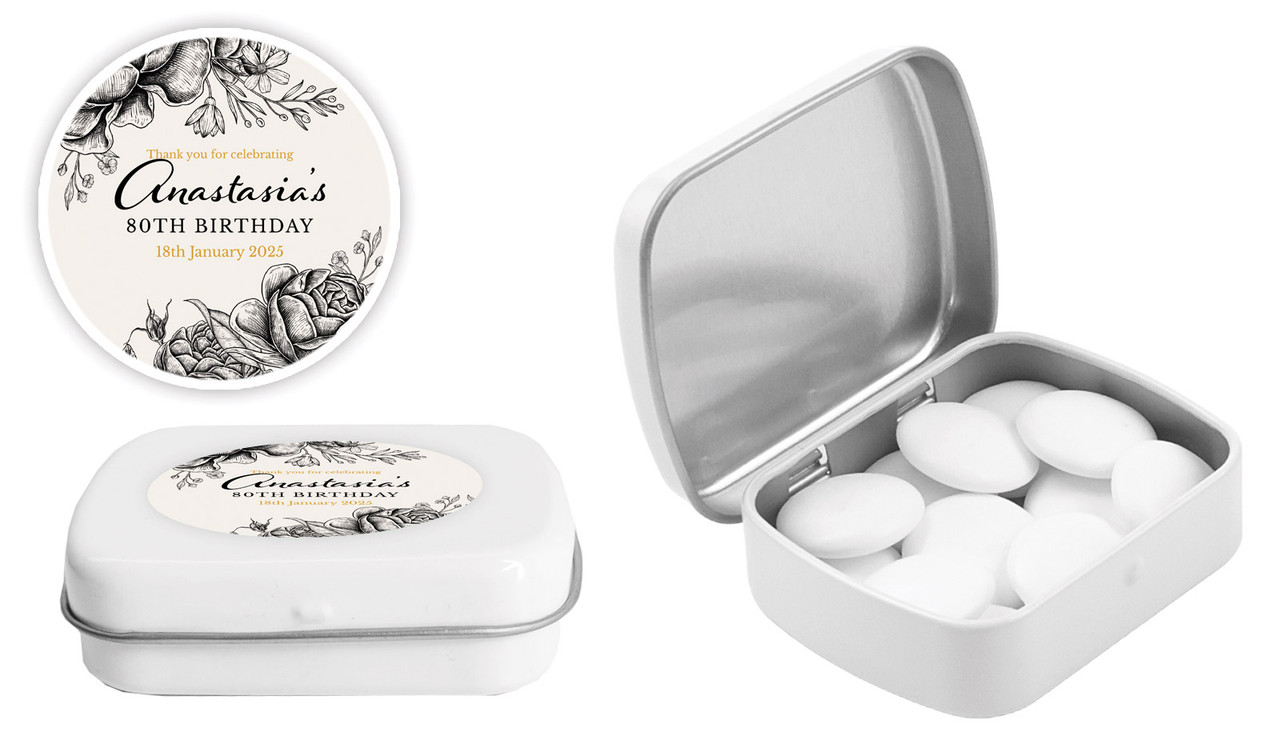 Vintage Roses Personalised Mint Tins