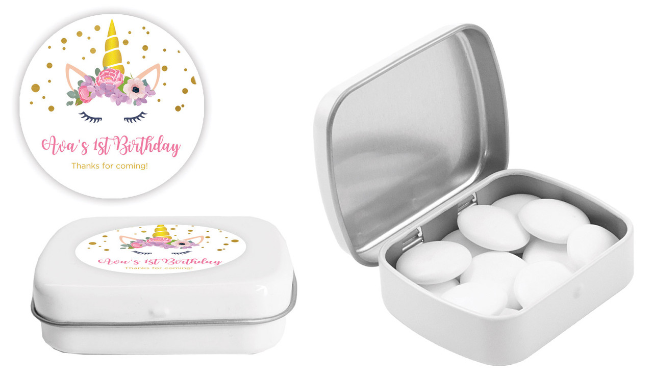 A Pretty Unicorn Kids Party Personalised Mint Tins