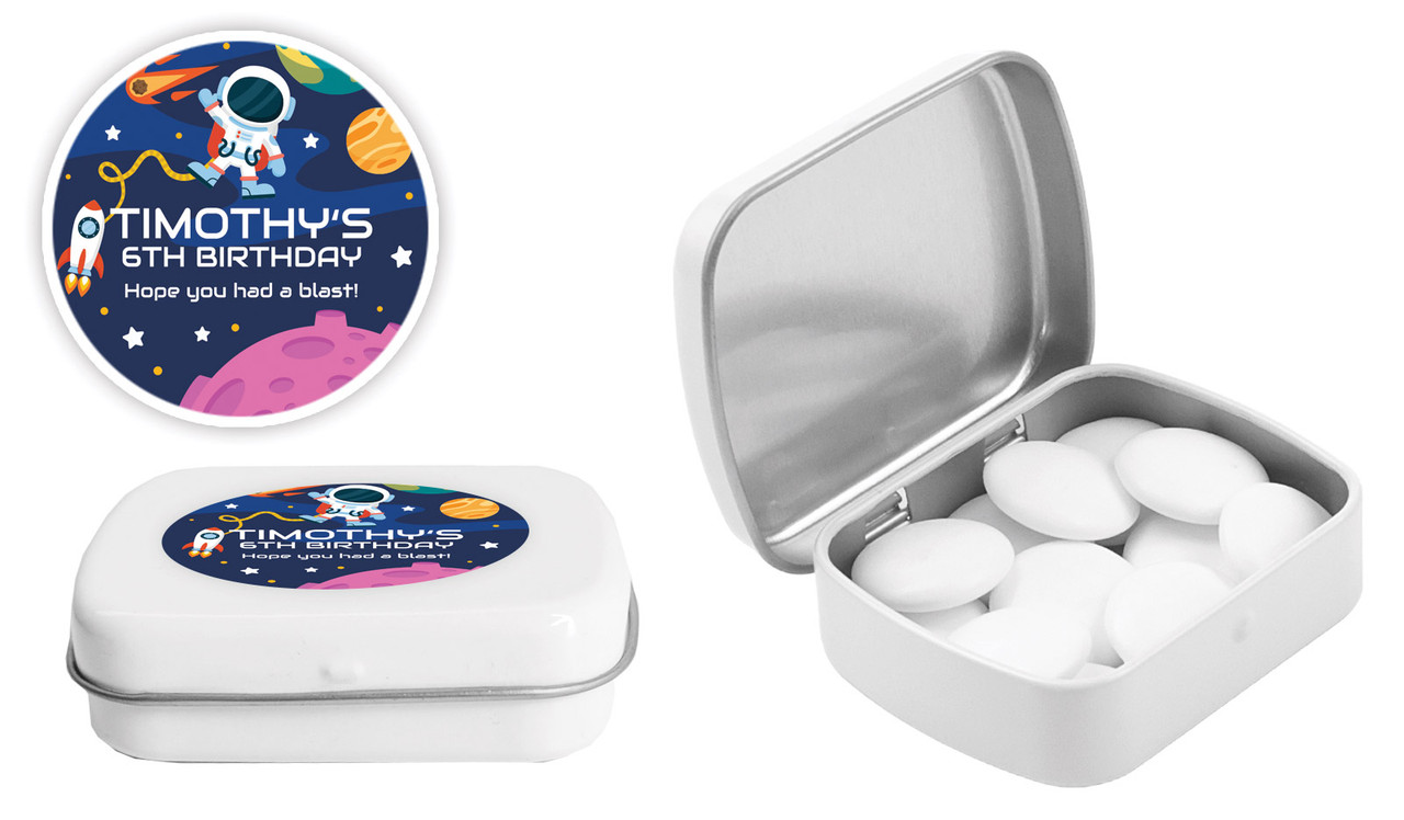 Astronaut Kids Party Personalised Mint Tins