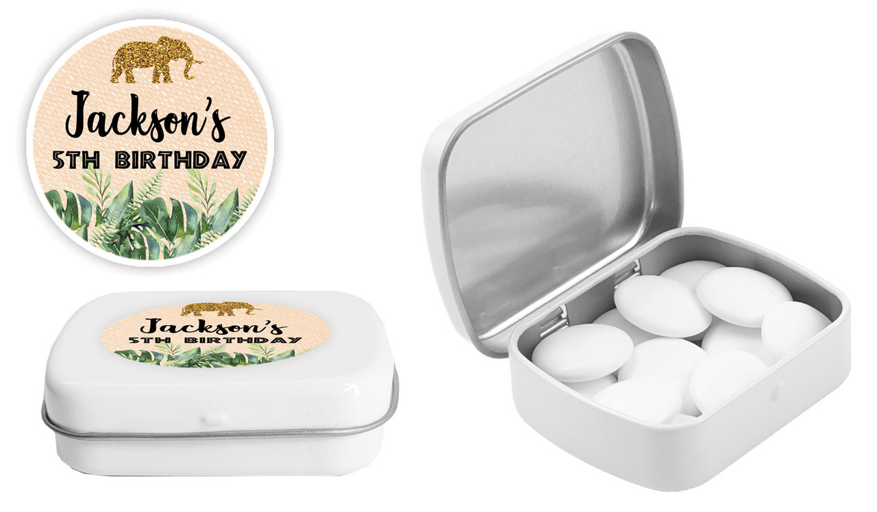 Jungle Gold Kids Party Personalised Mint Tins