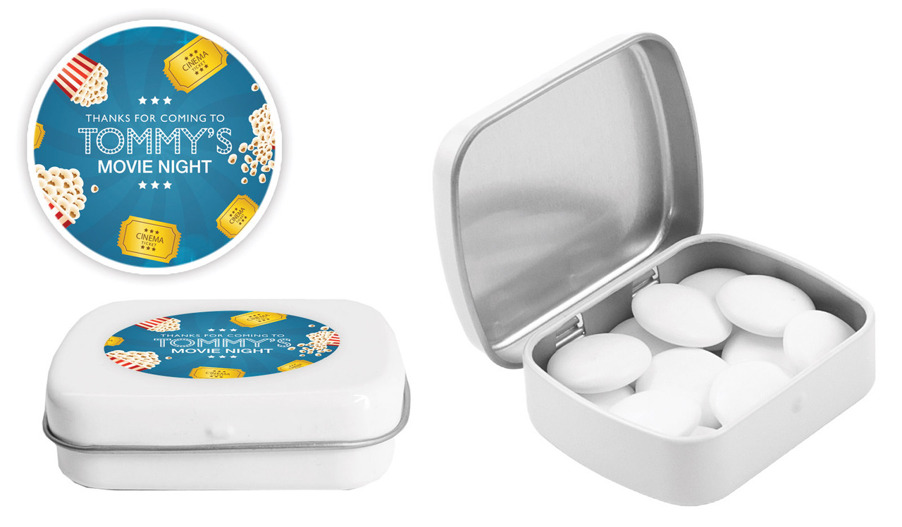 Movie Night Kids Party Personalised Mint Tins