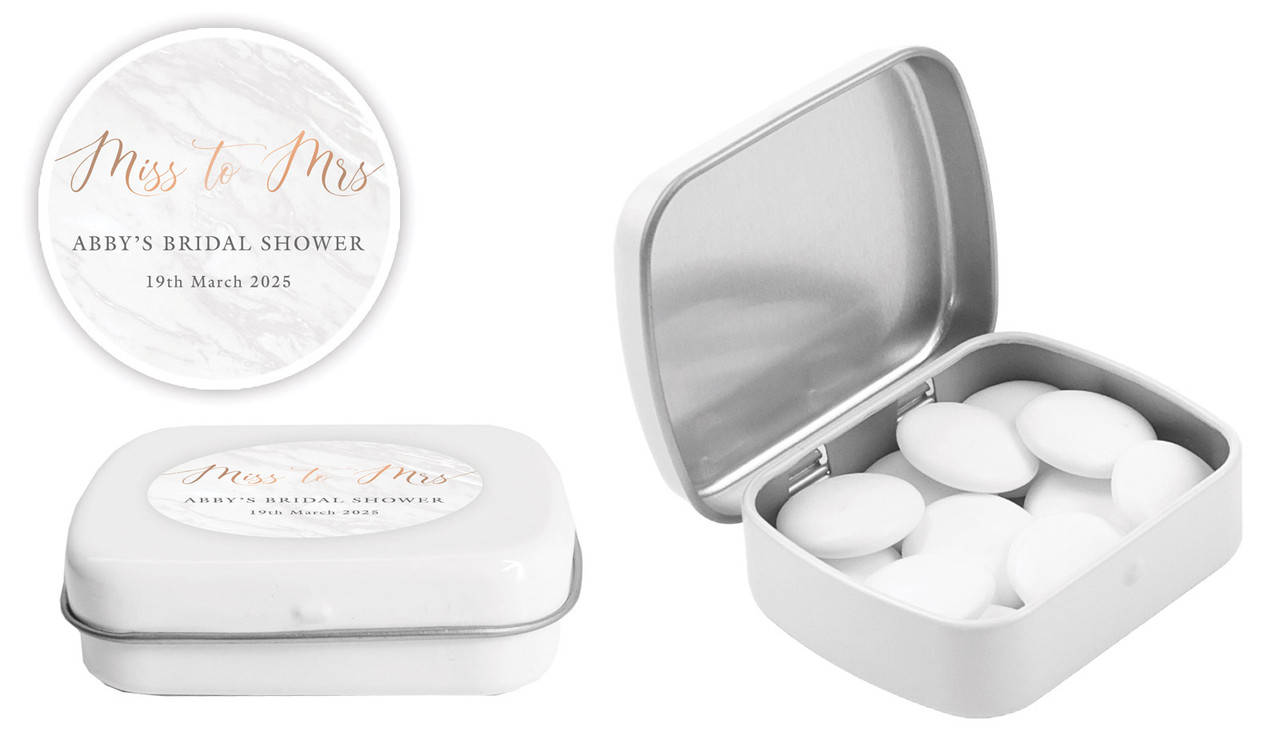 Miss to Mrs Bridal Shower Personalised Mint Tins