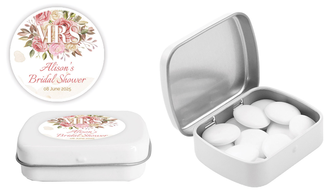 Mrs Floral Bridal Shower Personalised Mint Tins
