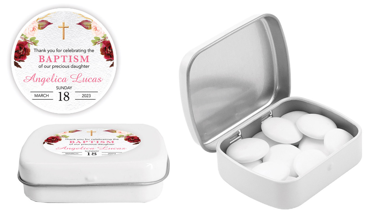 Pink Masala Christening Personalised Mint Tins