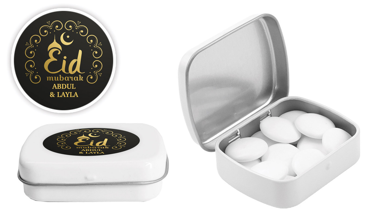 Gold Pattern Eid Personalised Mint Tins