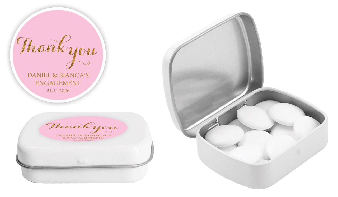 Golden Thank You Engagement Personalised Mint Tins
