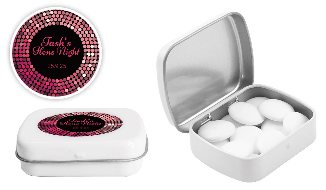 Pink Disco Hens Night Personalised Mint Tins