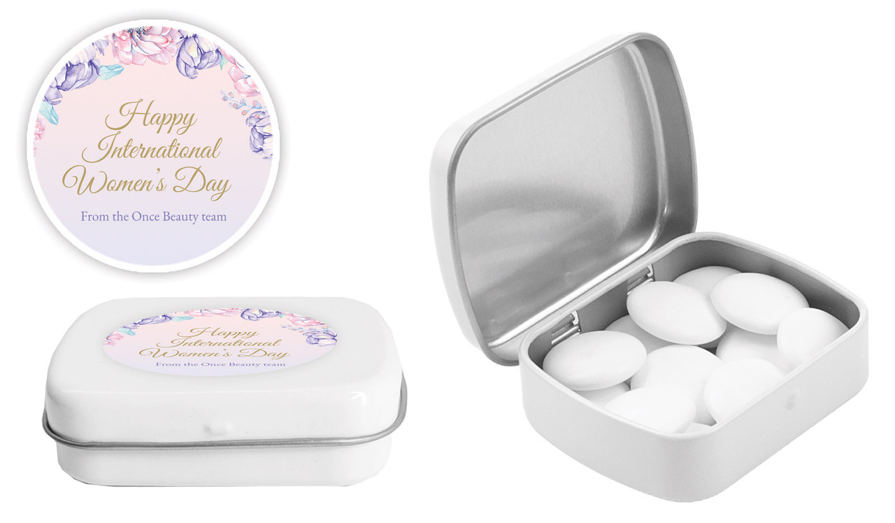 Lilac International Womens Day Personalised Mint Tins