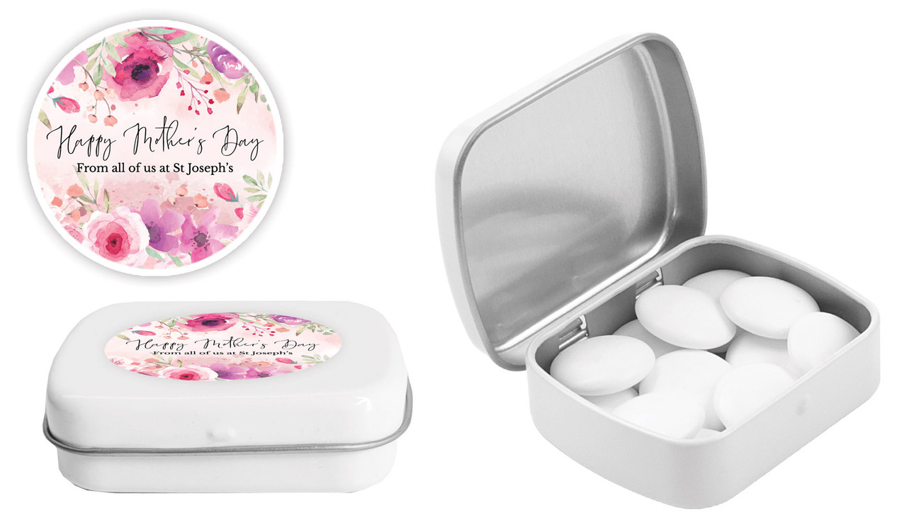 Floral Watercolour Mothers Day Personalised Mint Tins