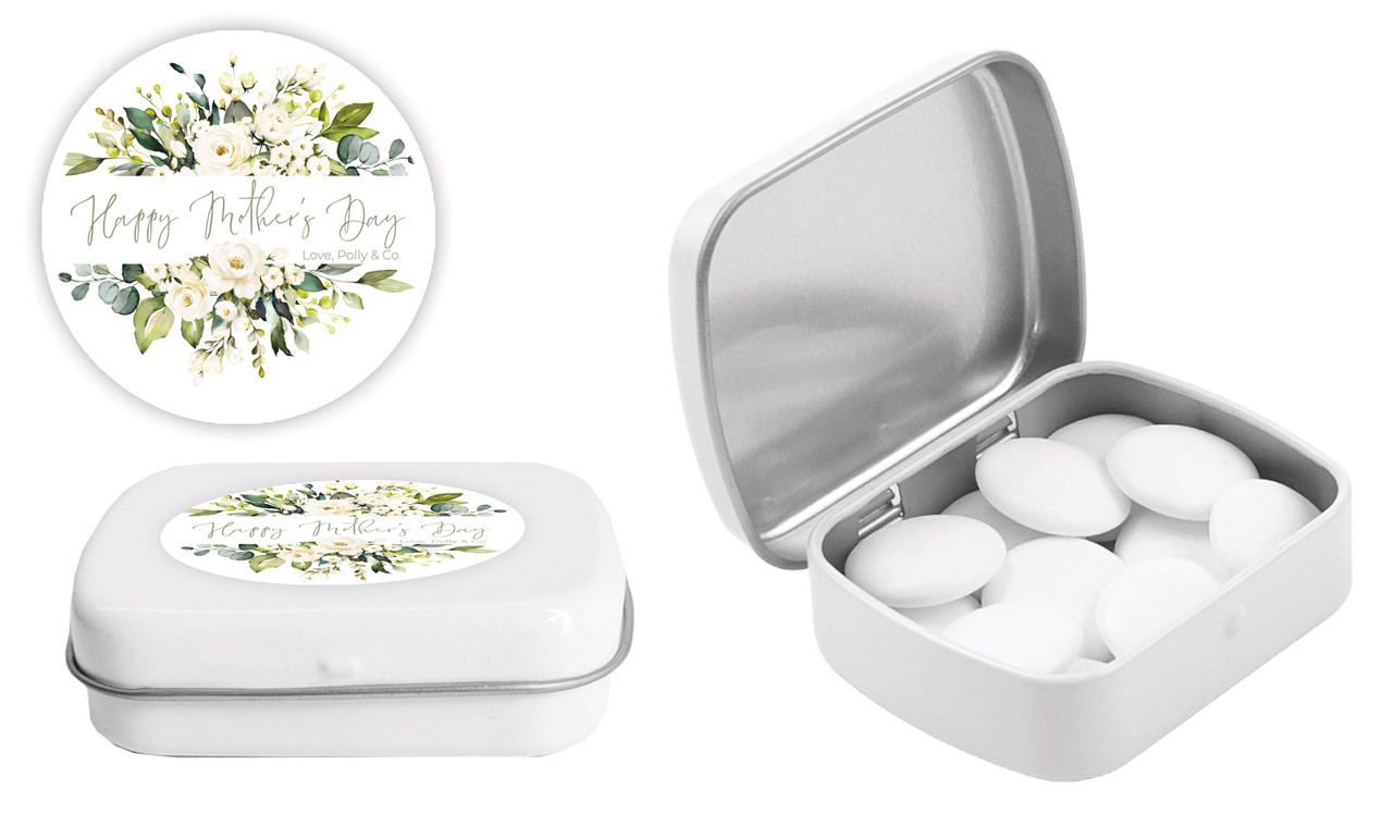White Roses Mothers Day Personalised Mint Tins