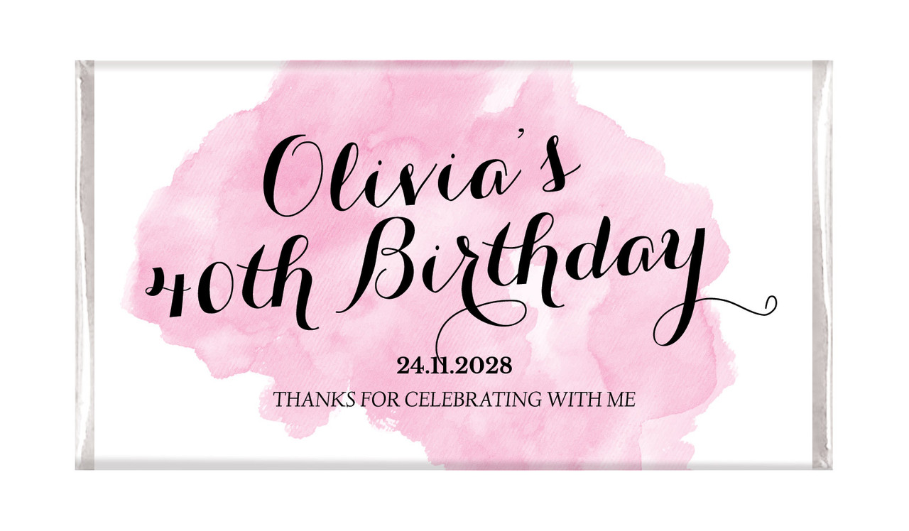 A Splash Of Watercolour Pink Birthday Chocolates