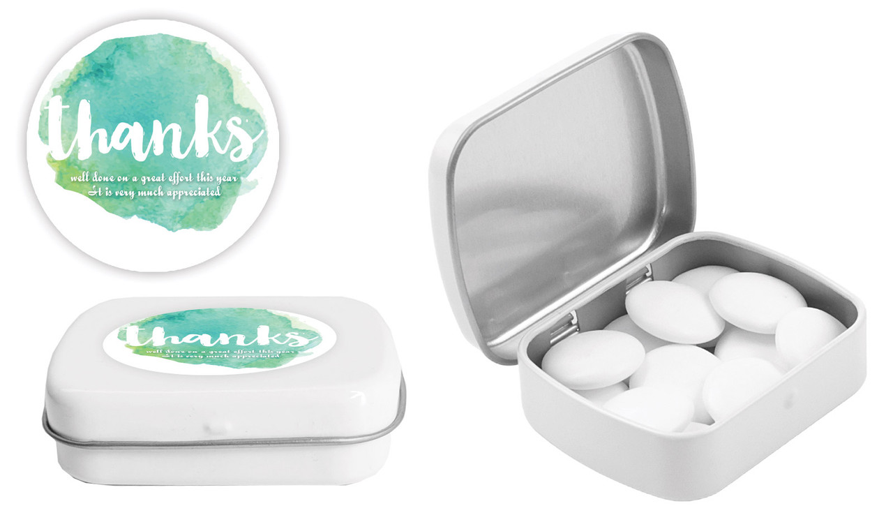 Watercolour Thanks Green Personalised Mint Tins