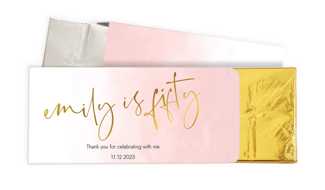 Gold On Blush Personalised Chocolate Bar In A Box
