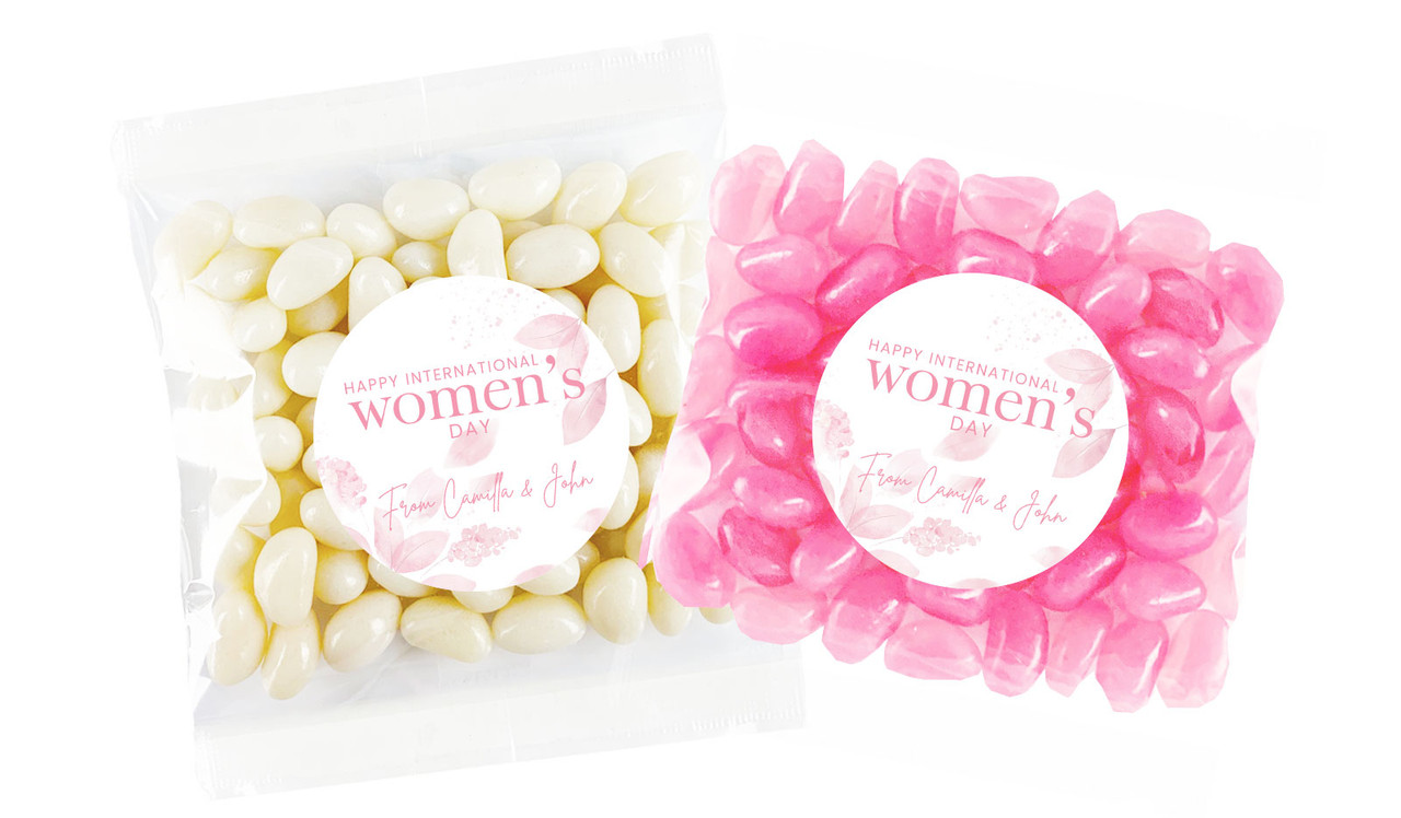 Pink Leaves Personalised Lolly Bag (Choice Of Fillings)