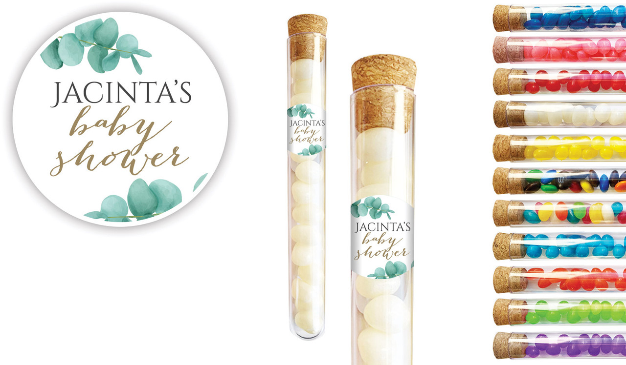 Eucalytpus Leaves Baby Shower Personalised Test Tubes