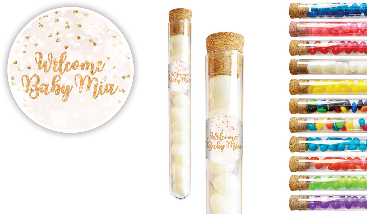 Heart Confetti Birth Announcement Personalised Test Tubes