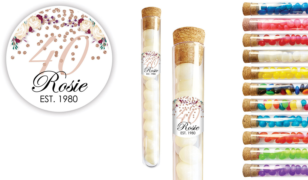 40th Rose Gold Confetti Personalised Test Tubes