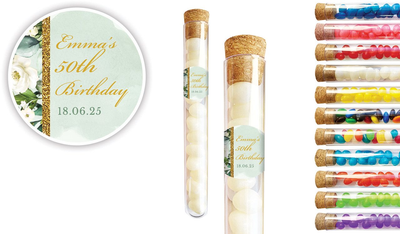 Elegant Greenery Personalised Birthday Test Tubes