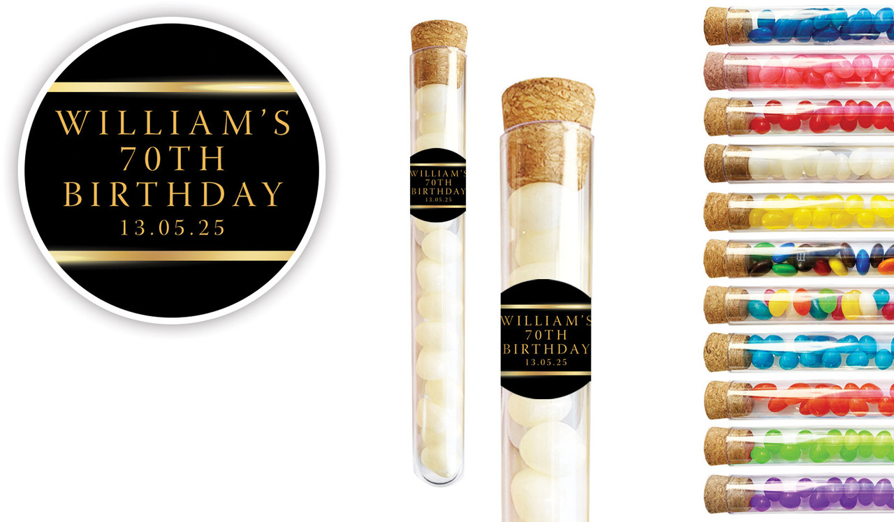 Gold On Black Personalised Birthday Test Tubes
