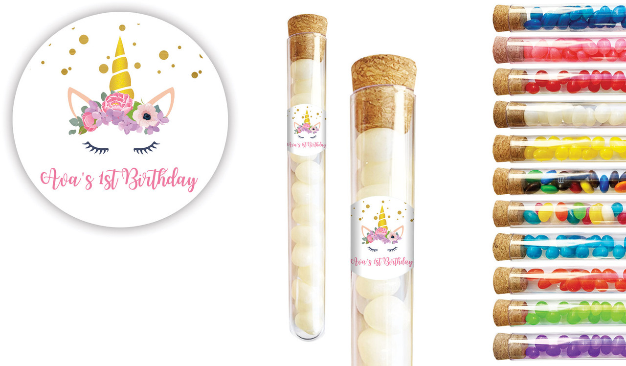 A Pretty Unicorn Kids Party Personalised Test Tubes