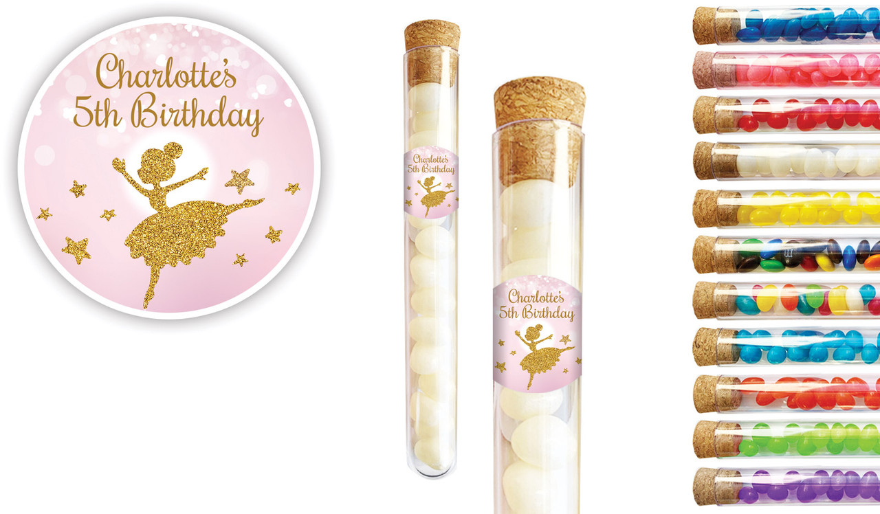 Golden Ballerina Kids Party Personalised Test Tubes