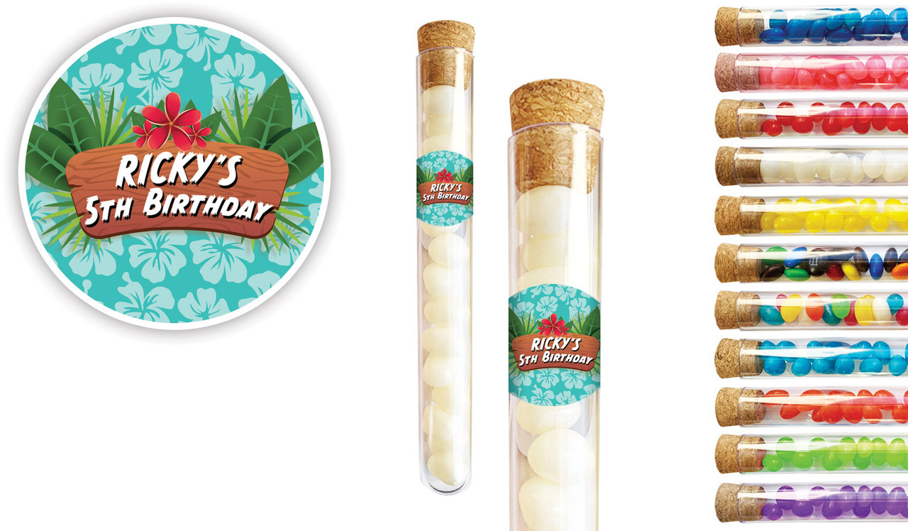 Hawaiian Luau Kids Party Personalised Test Tubes