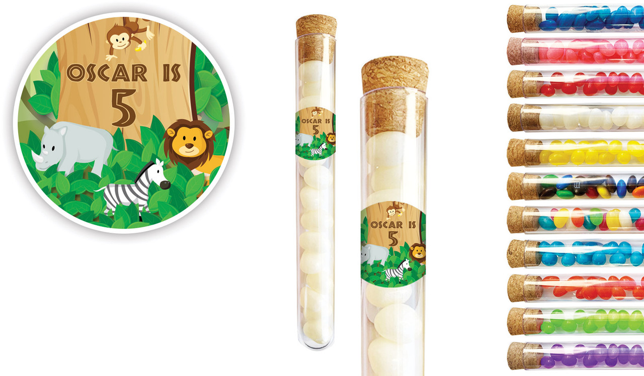 Jungle Animals Kids Party Personalised Test Tubes