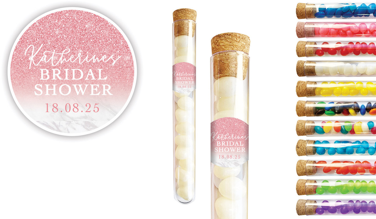 Rose Glitter Bridal Shower Personalised Test Tubes