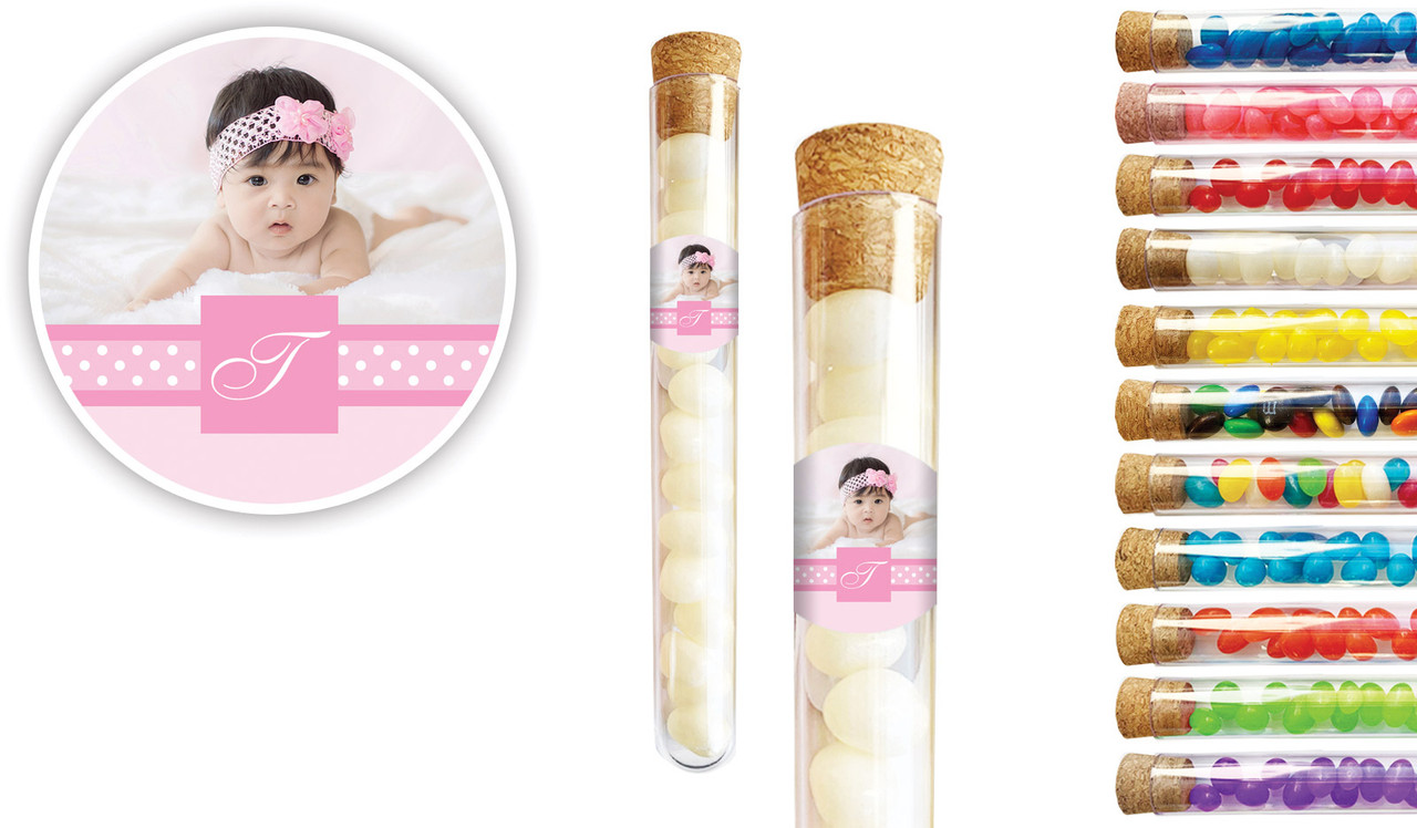 Initial Pink Christening Personalised Test Tubes